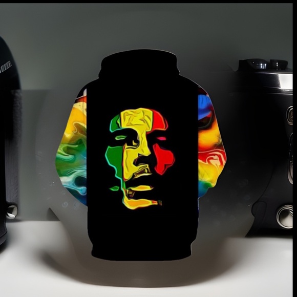 3D FACE Portrait Graffiti Long Sleeve Hoodie Pullover Shirt - Picture 3 of 3